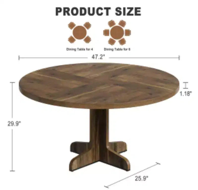 Tavolo da pranzo rotondo dorato/noce con gambe curve, 2 posti