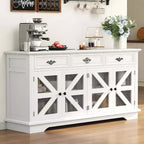 Mobile credenza buffet bianco da fattoria, 4 ante 3 cassetti, pezzo unico