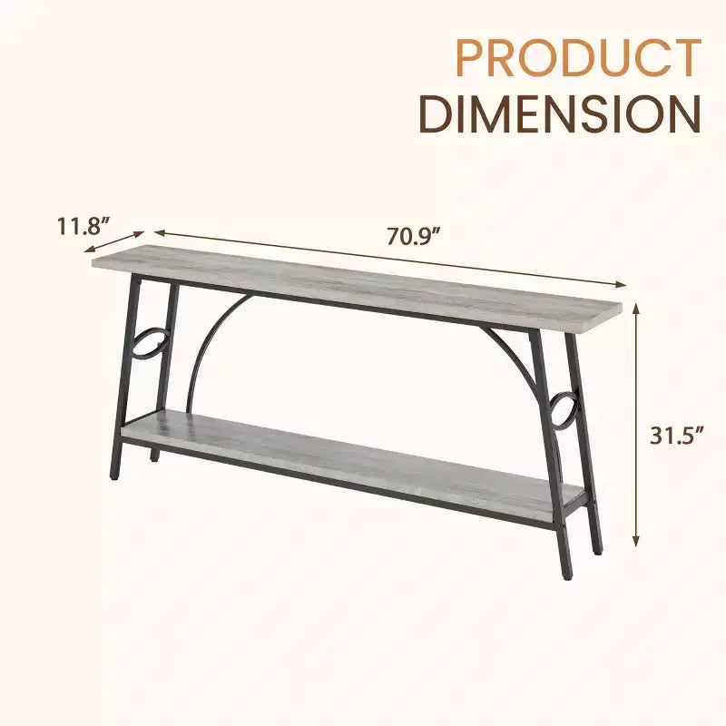 Tavolo Console ad Arco Grigio e Nero, 1 Persona, Doppio Strato