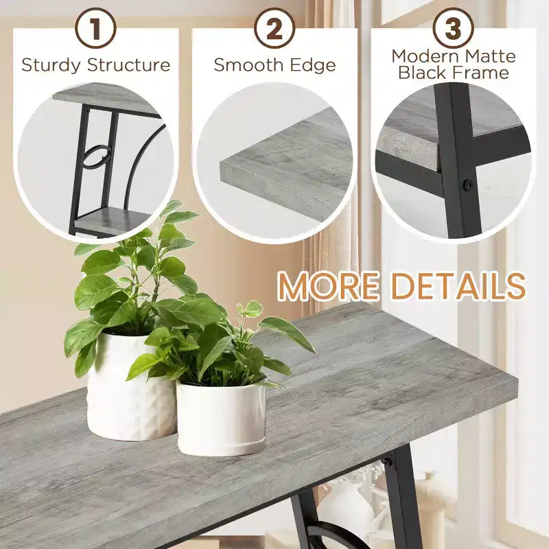 Tavolo Console ad Arco Grigio e Nero, 1 Persona, Doppio Strato
