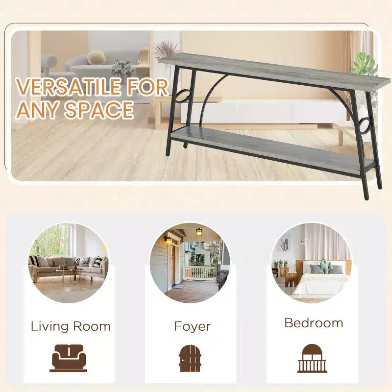 Tavolo Console ad Arco Grigio e Nero, 1 Persona, Doppio Strato