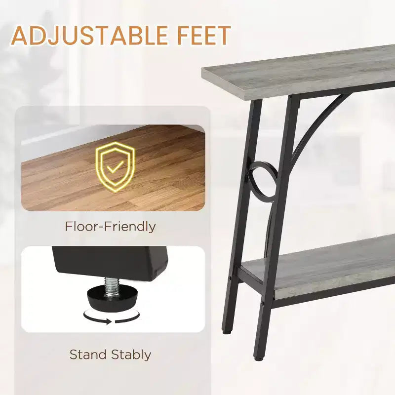 Tavolo Console ad Arco Grigio e Nero, 1 Persona, Doppio Strato