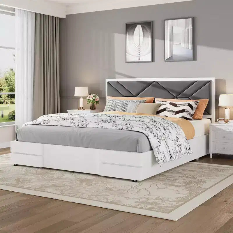 Telaio Letto Imbottito con Testiera – Matrimoniale / Queen Size