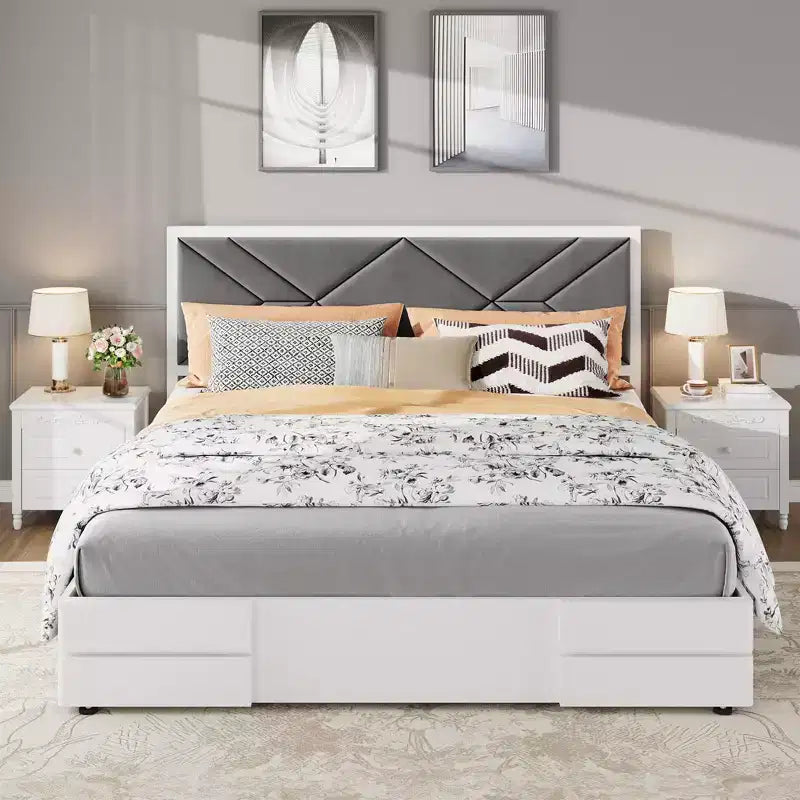 Telaio Letto Imbottito con Testiera – Matrimoniale / Queen Size