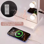 Specchio da bagno singolo moderno nero con luci a LED, altoparlante e porta USB
