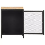 Comodino in legno di mango nero e naturale con anta a rete – 1 persona