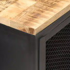 Comodino in legno di mango nero e naturale con anta a rete – 1 persona