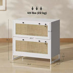 Mobile schedario con serratura a 2 cassetti, design Boho, colore nero/legno naturale/bianco