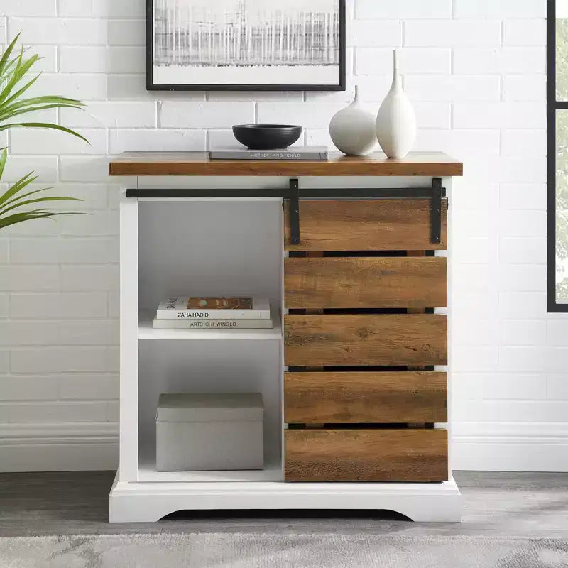 Mobiletto rustico marrone scuro con porta scorrevole, Montaggio da 1 persona