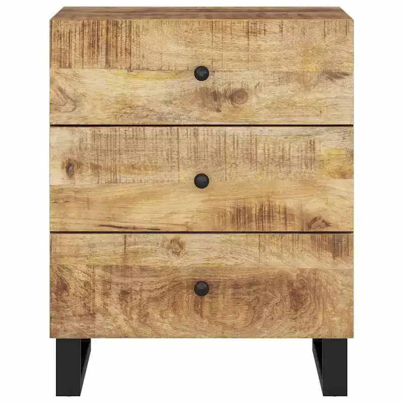 Comodino industriale marrone / legno chiaro / multicolore con 3 cassetti, singolo