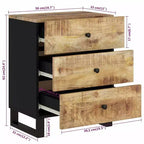 Comodino industriale marrone / legno chiaro / multicolore con 3 cassetti, singolo