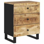 Comodino industriale marrone / legno chiaro / multicolore con 3 cassetti, singolo