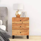 Comodino industriale marrone / legno chiaro / multicolore con 3 cassetti, singolo