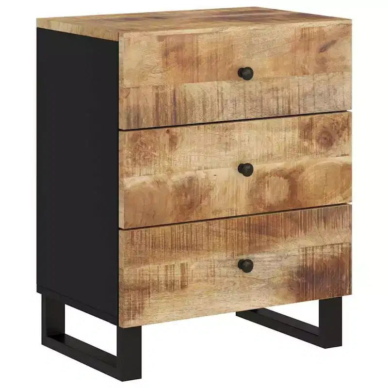 Comodino industriale marrone / legno chiaro / multicolore con 3 cassetti, singolo