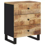 Comodino industriale marrone / legno chiaro / multicolore con 3 cassetti, singolo