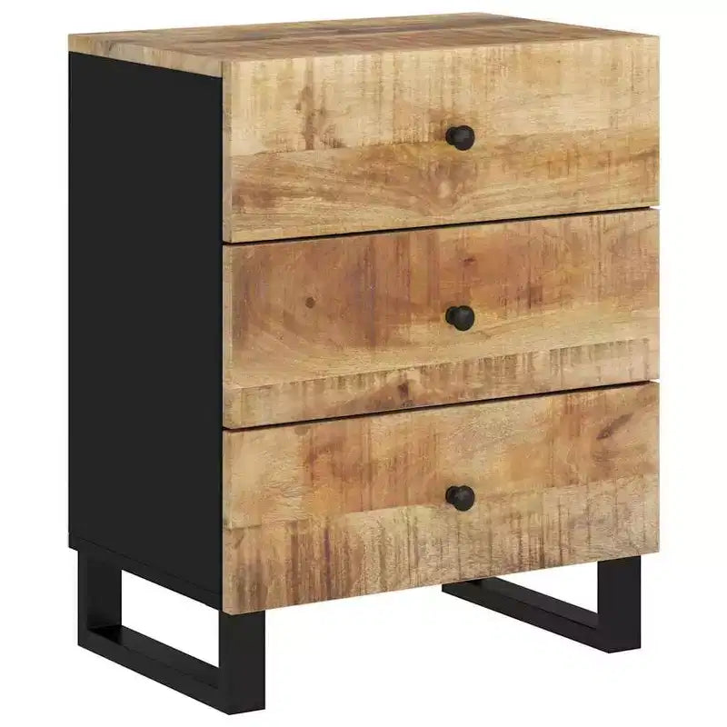 Comodino industriale marrone / legno chiaro / multicolore con 3 cassetti, singolo