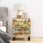 Comodino industriale marrone / legno chiaro / multicolore con 3 cassetti, singolo