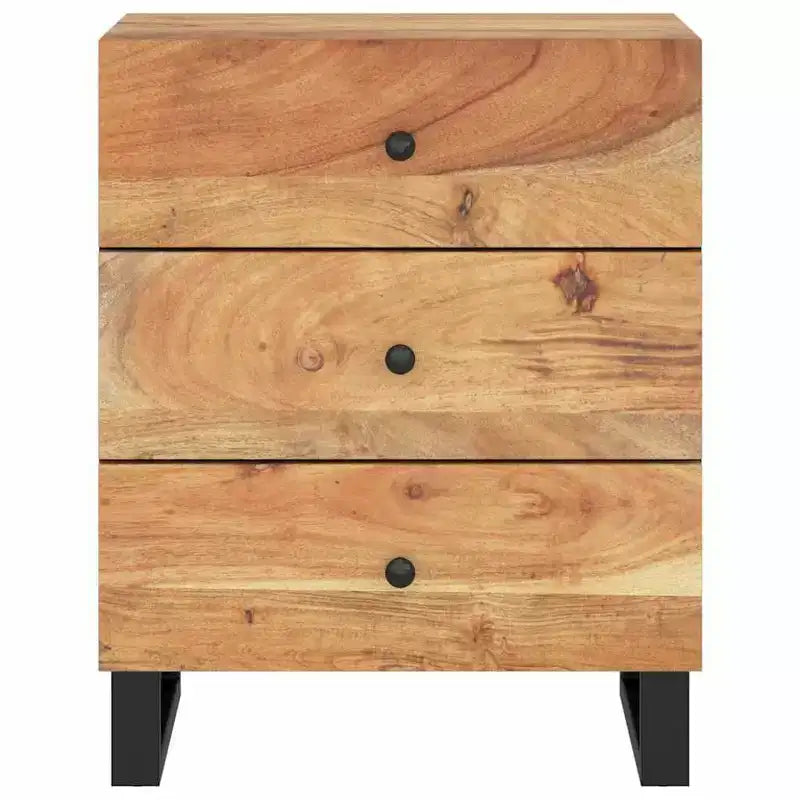 Comodino industriale marrone / legno chiaro / multicolore con 3 cassetti, singolo