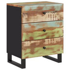 Comodino industriale marrone / legno chiaro / multicolore con 3 cassetti, singolo