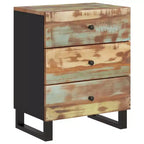 Comodino industriale marrone / legno chiaro / multicolore con 3 cassetti, singolo