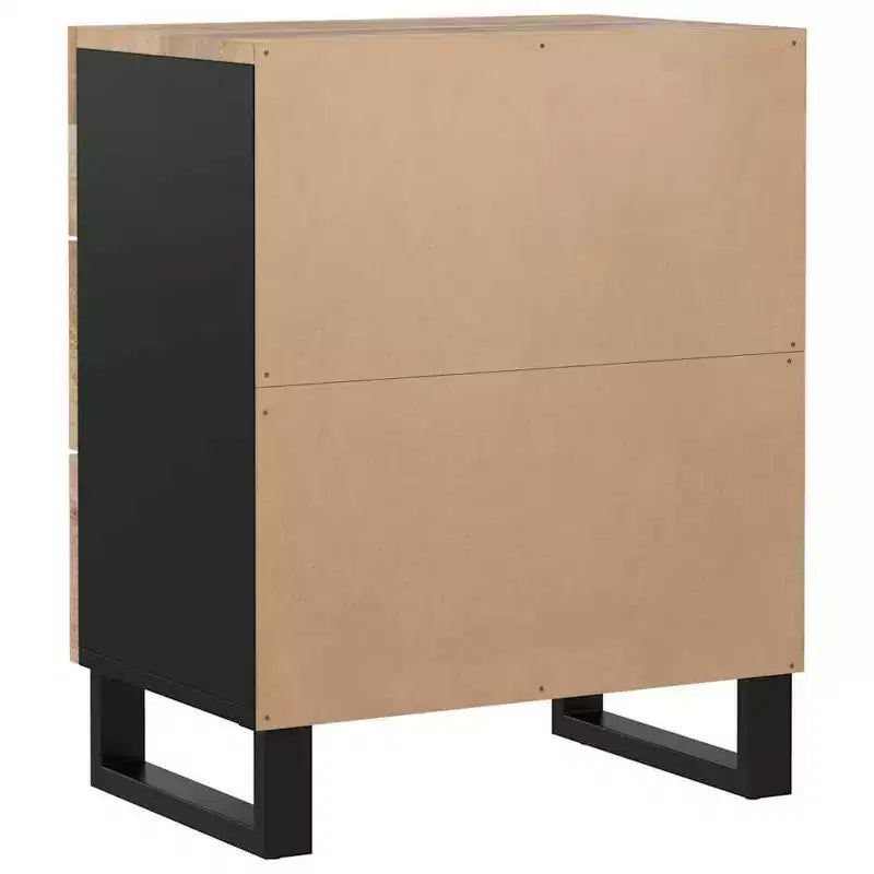 Comodino industriale marrone / legno chiaro / multicolore con 3 cassetti, singolo