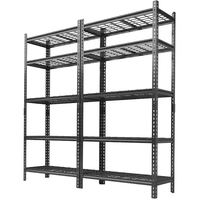 Metal Storage Shelving Unit, 5-Tier Adjustable Storage Rack Heavy Duty Garage Shelves, 2000 lbs for Garage, Warehouse, 36W x 16D x 72H, 2 Pack