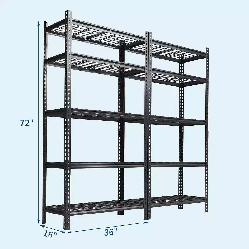 Scaffale metallico regolabile a 5 ripiani, 2 pezzi, colore argento