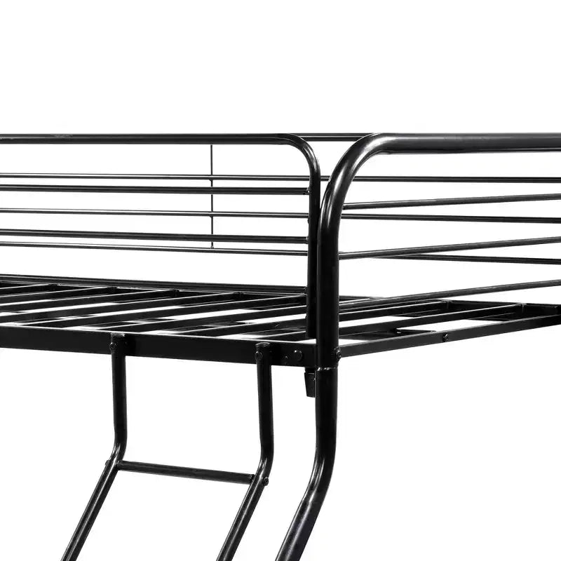Letto a castello in metallo nero moderno con struttura a due piazze e mezza