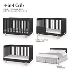 Lettino trasformabile 4-in-1 Caviar Black, per 1 bambino