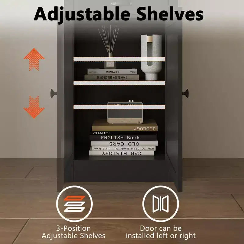 Libreria aperta a 5 ripiani in nero/bianco avorio/rovere, espositore da terra in legno