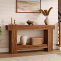 COZONY 63 Long Console Table for Entryway, Farmhouse 2-Tier Wooden Sofa Table with Storage Shelf, Large Entryway Table for Living Room & Hallway