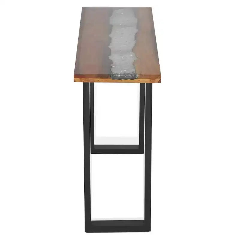 Consolle multicolore in teak e resina con bordo vivo, montaggio per 1 persona