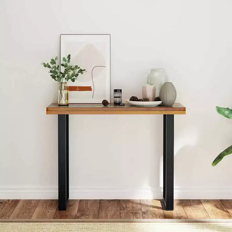 Consolle multicolore in teak e resina con bordo vivo, montaggio per 1 persona