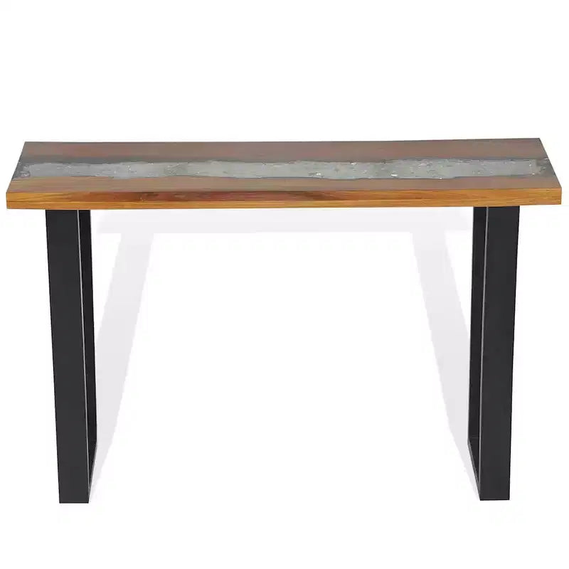 Consolle multicolore in teak e resina con bordo vivo, montaggio per 1 persona
