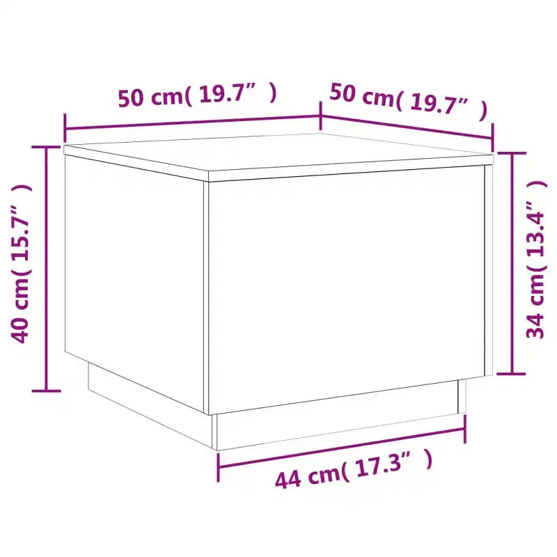 Tavolino da caffè quadrato a LED bianco, 50x50x40 cm