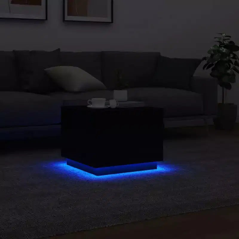 Tavolino da caffè quadrato a LED bianco, 50x50x40 cm