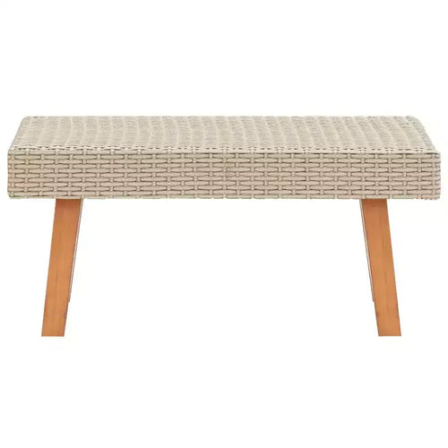Tavolino rettangolare da esterno beige/nero, in legno di eucalipto e rattan PE, 1 pezzo