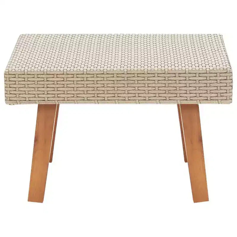 Tavolino rettangolare da esterno beige/nero, in legno di eucalipto e rattan PE, 1 pezzo