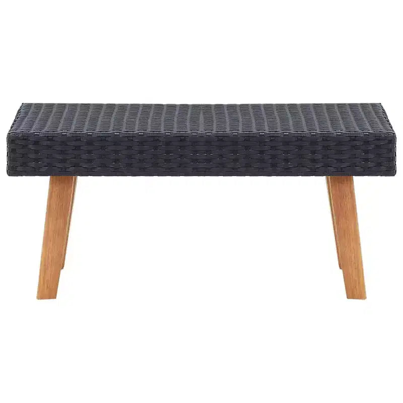 Tavolino rettangolare da esterno beige/nero, in legno di eucalipto e rattan PE, 1 pezzo