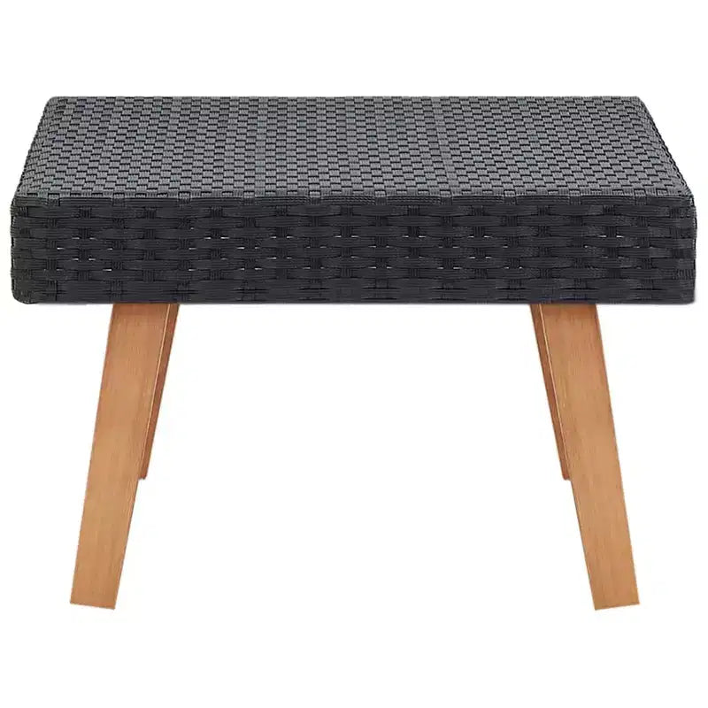 Tavolino rettangolare da esterno beige/nero, in legno di eucalipto e rattan PE, 1 pezzo