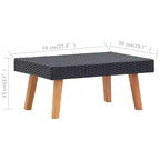 Tavolino rettangolare da esterno beige/nero, in legno di eucalipto e rattan PE, 1 pezzo