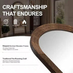 Specchio intero marrone ad arco, cornice in legno massello, da terra o da parete, 55" x 24"