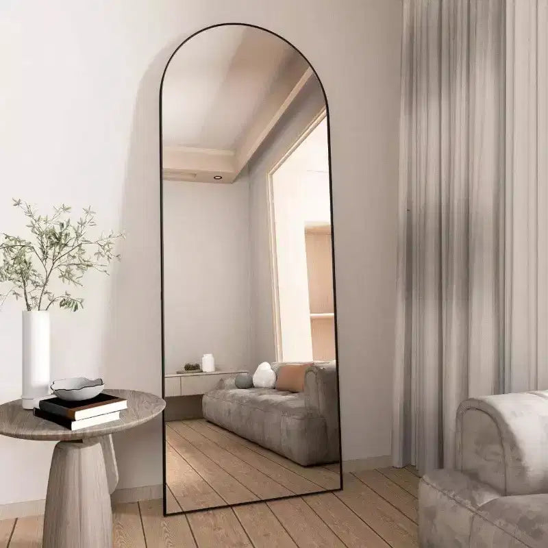 Specchio da terra a tutta lunghezza ad arco nero, 56"x16", singolo