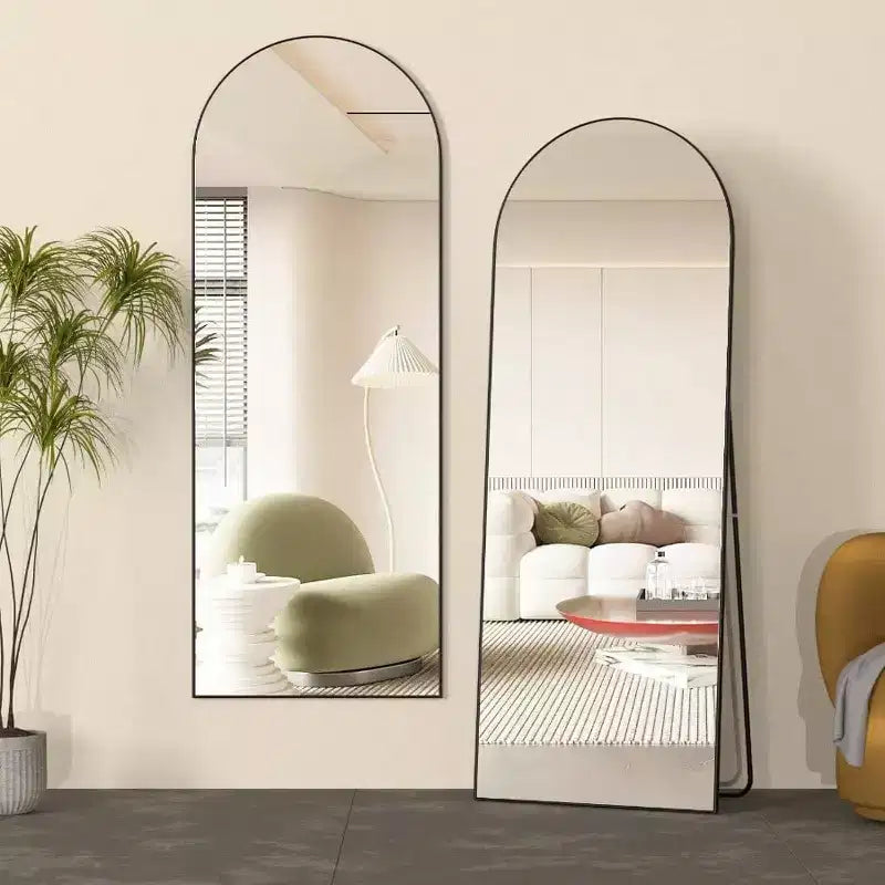 Specchio da terra a tutta lunghezza ad arco nero, 56"x16", singolo