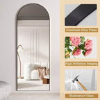 Specchio da terra a tutta lunghezza ad arco nero, 56"x16", singolo