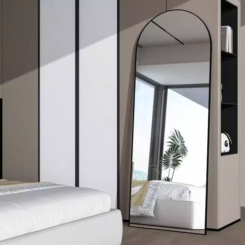Specchio da terra a tutta lunghezza ad arco nero, 56"x16", singolo