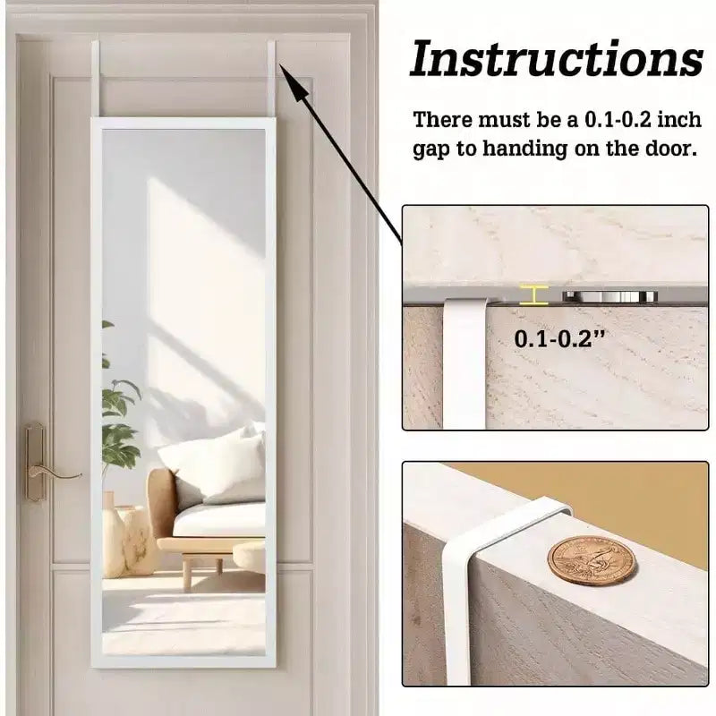 Specchio bianco da appendere alla porta, singolo, 122 cm x 41 cm