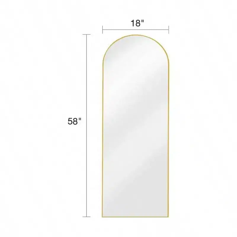 Specchio intero ad arco dorato, da appoggio o da parete, singolo