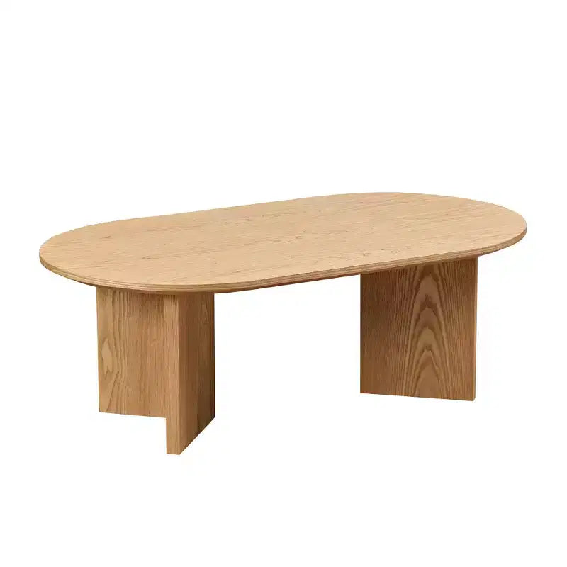 Tavolino da caffè ovale marrone con impiallacciatura in legno, base in MDF, 1 pezzo