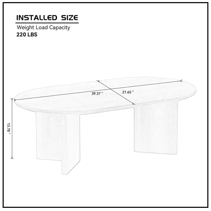 Tavolino da caffè ovale marrone con impiallacciatura in legno, base in MDF, 1 pezzo